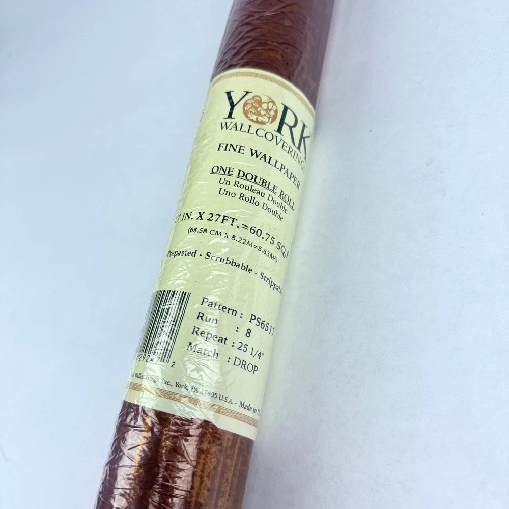 York Wallcoverings PS6517 Copper Brown Textured Wood Grain Double Roll Wallpaper